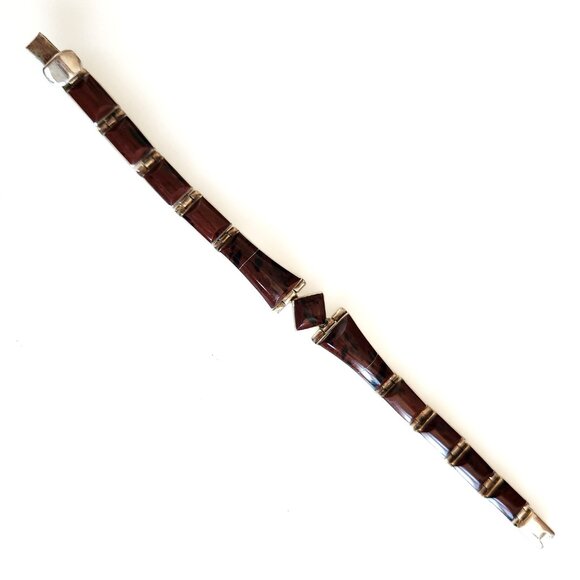 ESCORCIA TP-120 MEXICO  950 SILVER BRACELET WITH TIGER'S EYE BROWN STONES . - Picture 3 of 6
